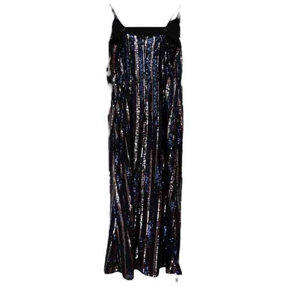 Maeve Sleeveless Sequin Stripe Midi Dress Size S - Picture 10 of 12